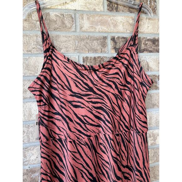 ANTHROPOLOGIE Elyse Midi Dress Tiger Stripe XL Animal Print Safari Vintage Edge - Picture 5 of 13